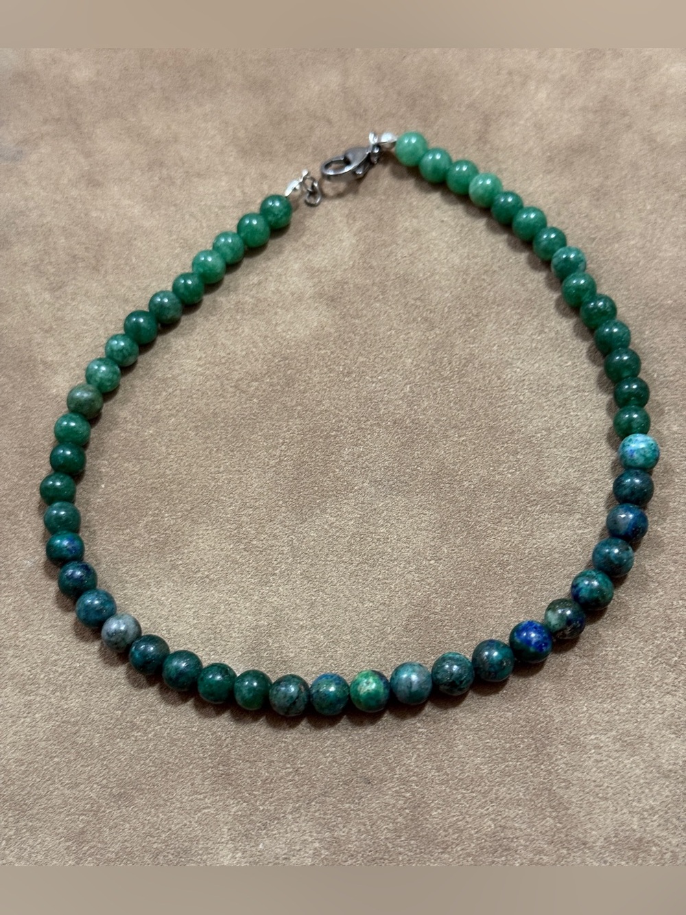 Kids Green & Blue Beaded Necklace with Lobster Clasp